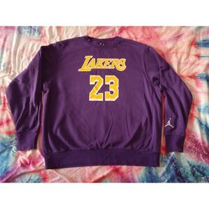 Los Angeles Lakers LeBron James 23 Jordan Brand Purple Jersey Sweatshirt Mens XL